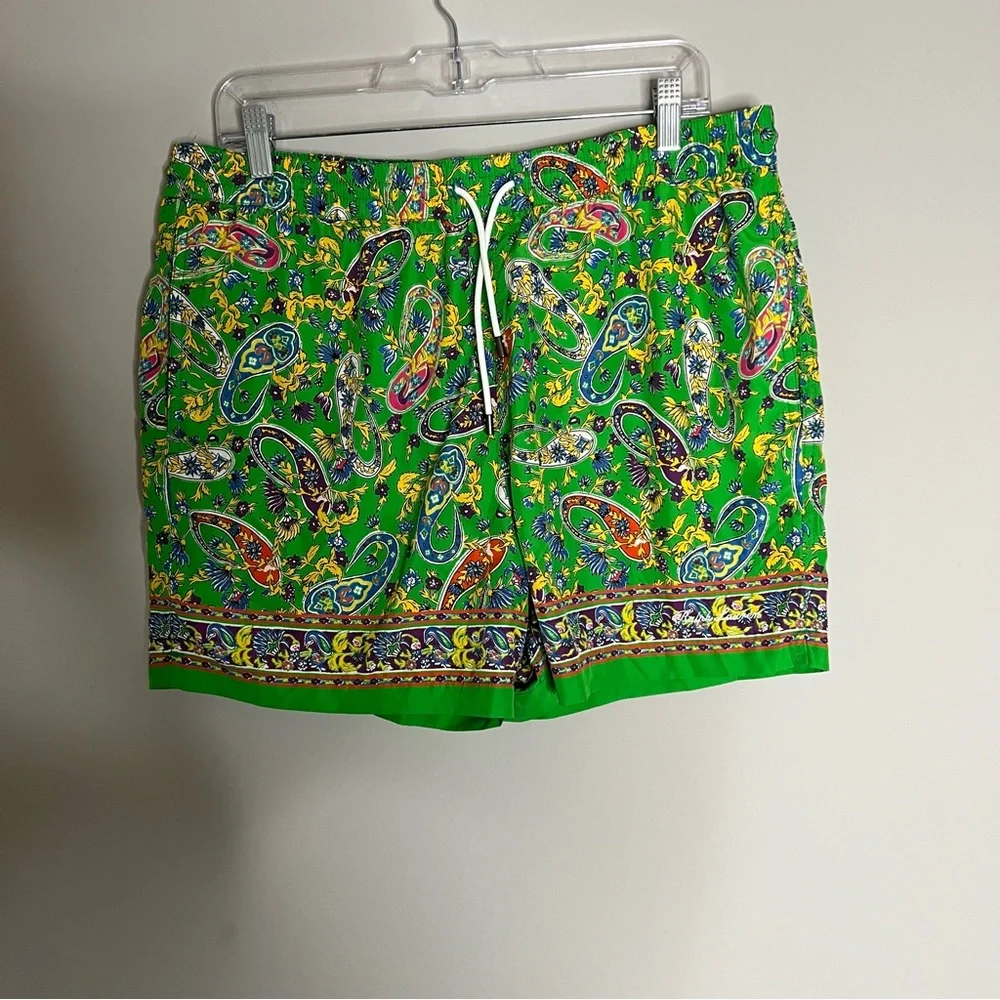 Ralph Lauren Purple Label Amalfi Paisley Print Swim Shorts In Green Men's Large